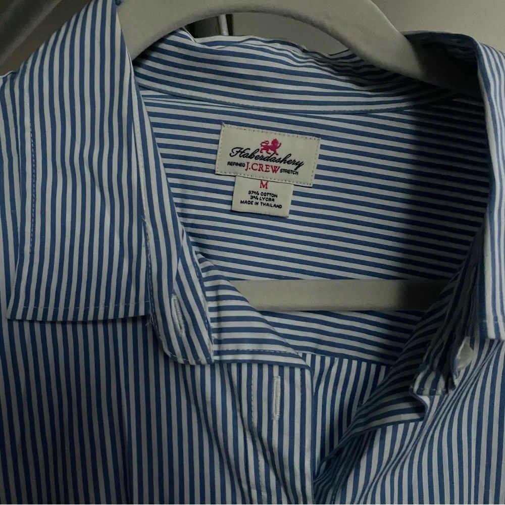 J Crew Navy Striped Button Down Blouse - Picture 3 of 4